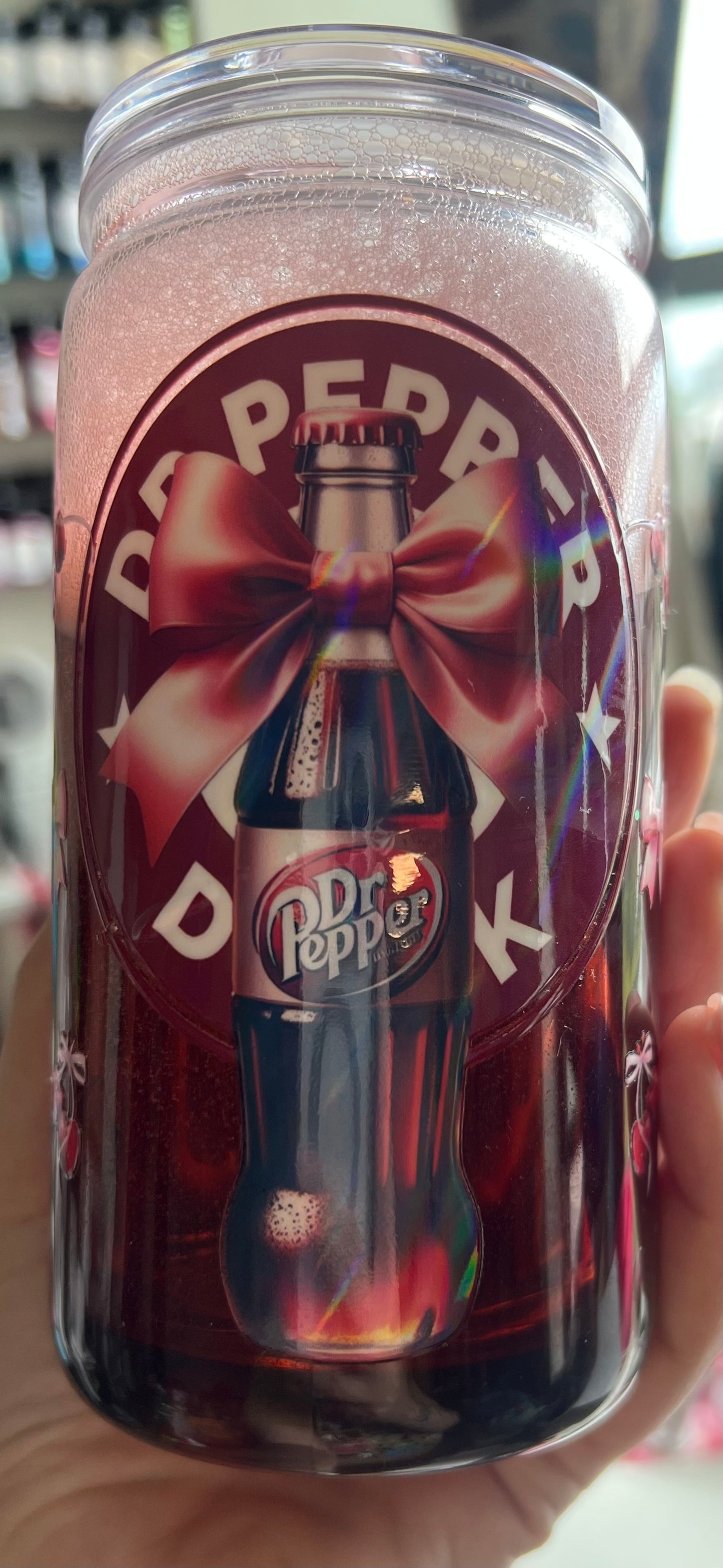 Dr. Pepper soda snow globe